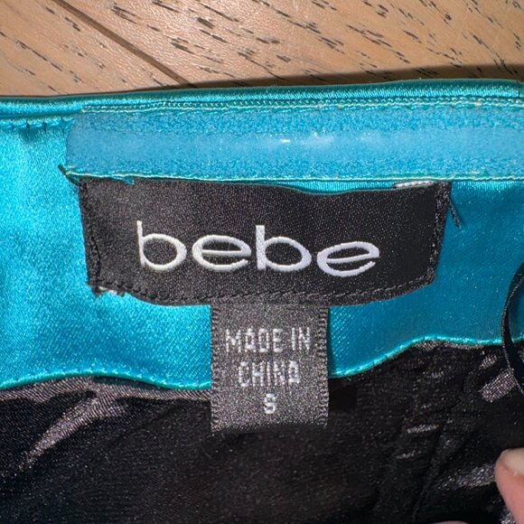 Bebe Strapless Satin Teal Dress - size small - Picture 7 of 7
